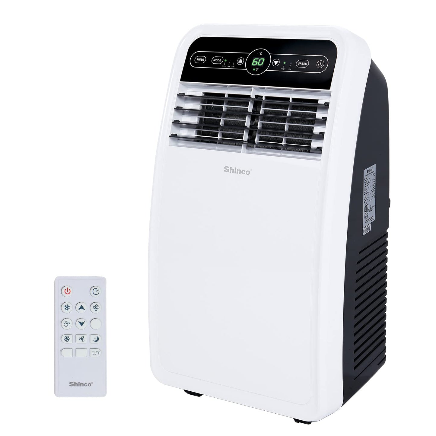 Shinco 12,000 BTU Portable Air Conditioner, Portable AC Unit with Built-in Cool, Dehumidifier&Fan Modes for Room up to 450 sq.ft, with Remote Control, 24 Hour Timer, Installation Kit