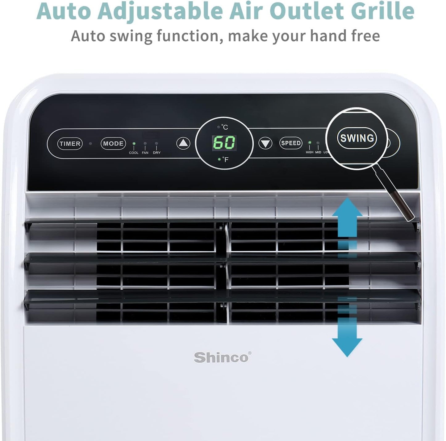 Shinco 12,000 BTU Portable Air Conditioner, Portable AC Unit with Built-in Cool, Dehumidifier&Fan Modes for Room up to 450 sq.ft, with Remote Control, 24 Hour Timer, Installation Kit