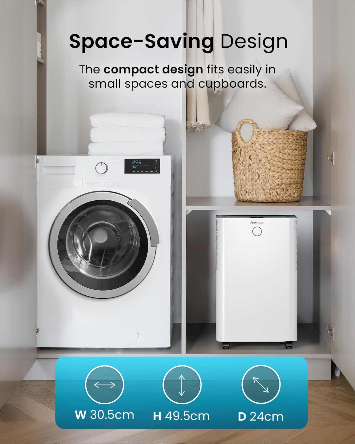 Pro Breeze® 20L OmniDry WiFi Dehumidifier with Automatic Humidity Sensor & Display, Sleep Mode, 24Hr Timer, Laundry Drying, Continuous Drainage with Smart App - WHICH? BEST BUY DEHUMIDIFIER AWARD